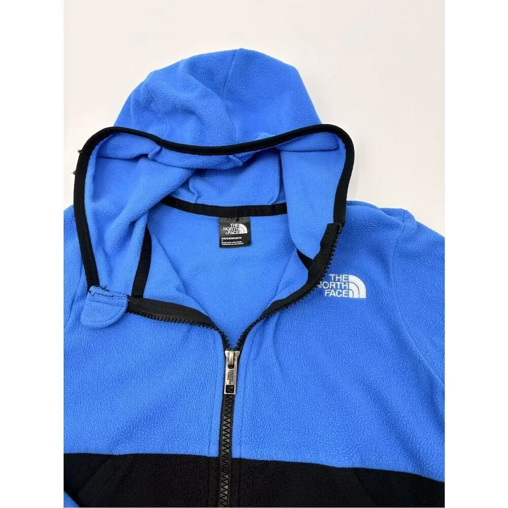 The North Face Kids Blue and Black Hooded Fleece Jacket